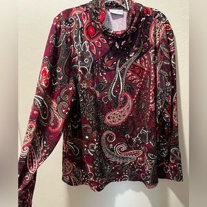 XL Susan Graver red and black low neck- like new